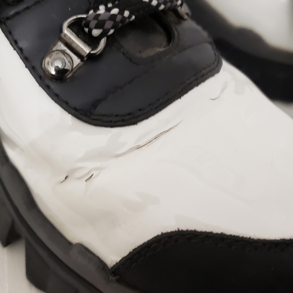 Moncler Helis White Black Leather Snow Hiking Boots Size 38.5 - Picture 15 of 15